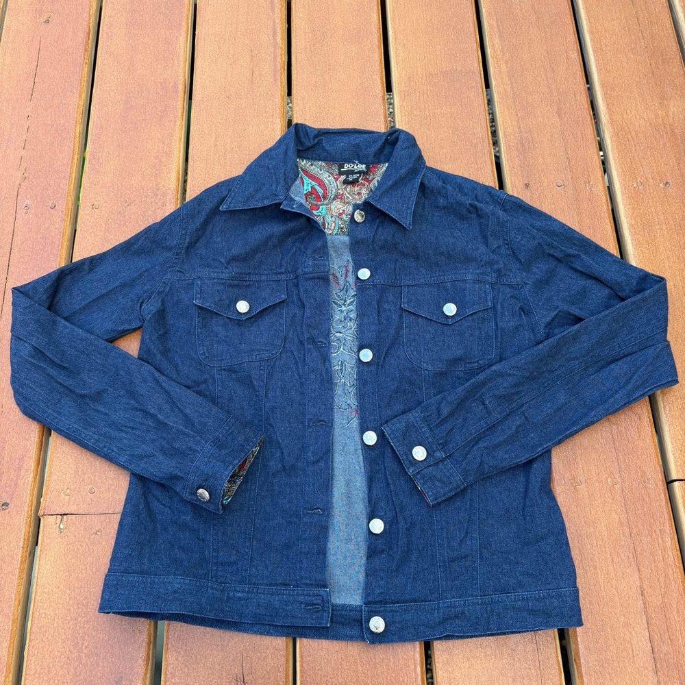 Denim Blue Women's Jean Jacket Beaded